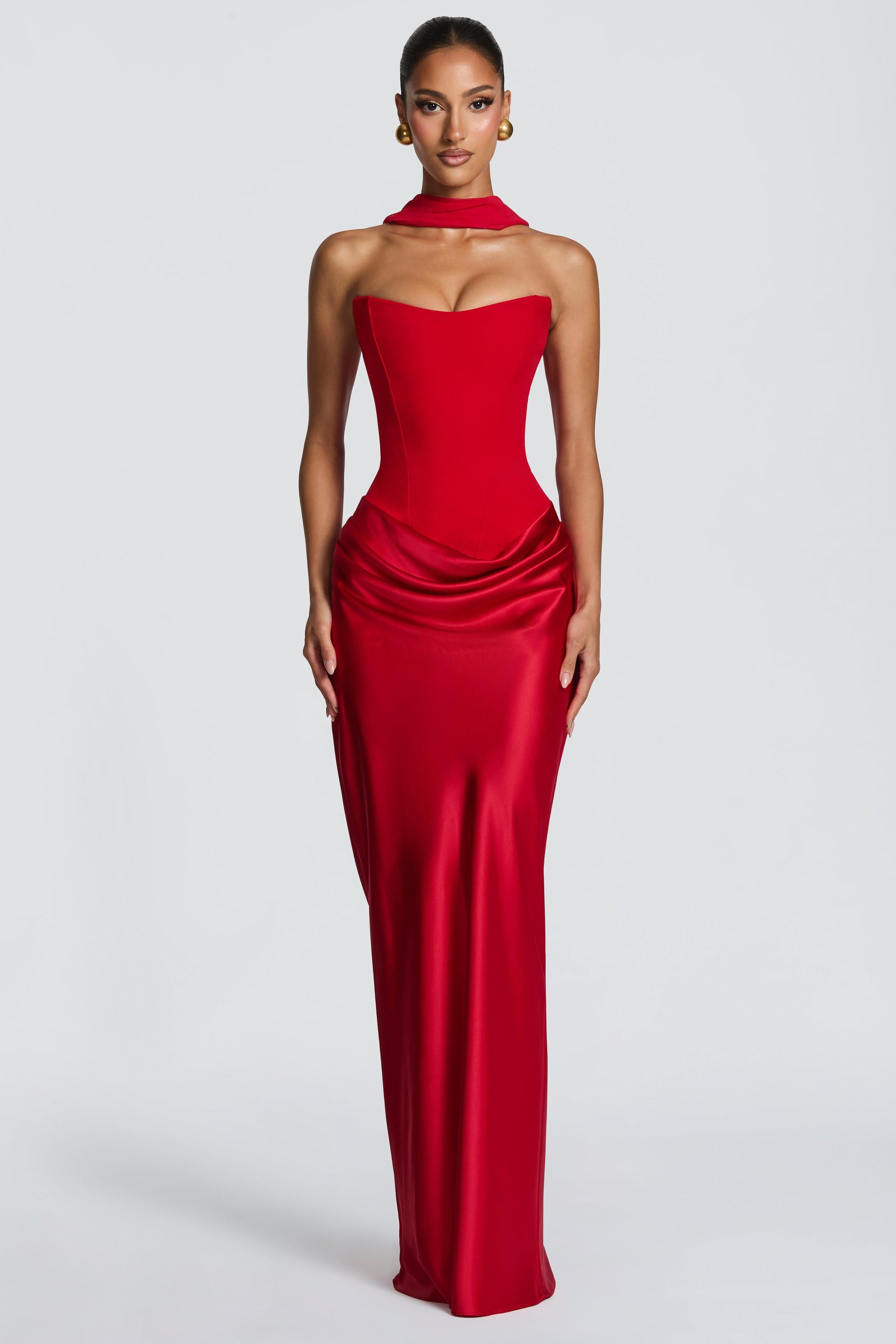 Lena | Satin-Look Tie-Up Maxi Dress