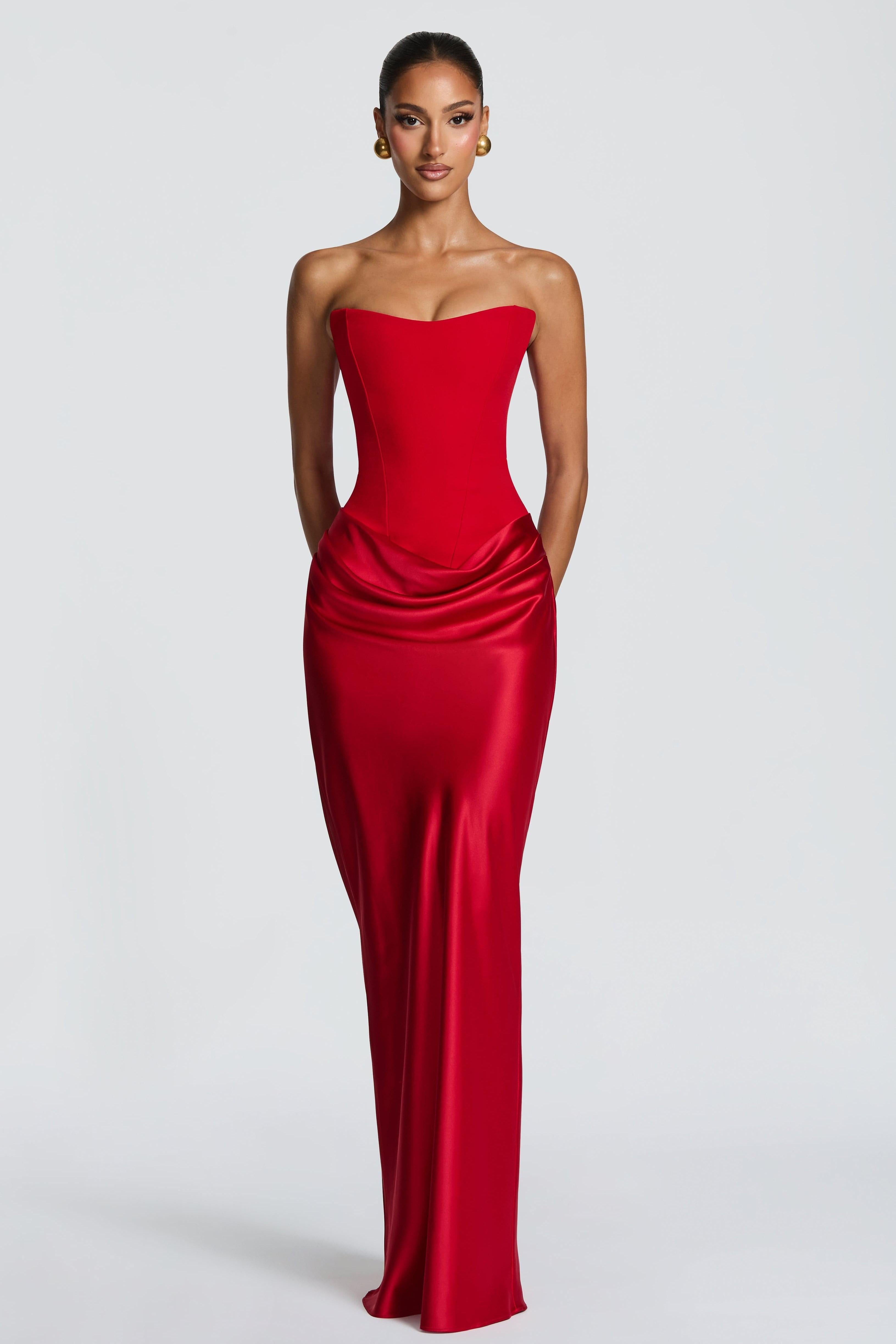 Seraphina | Satin Tie-Up Maxi Dress