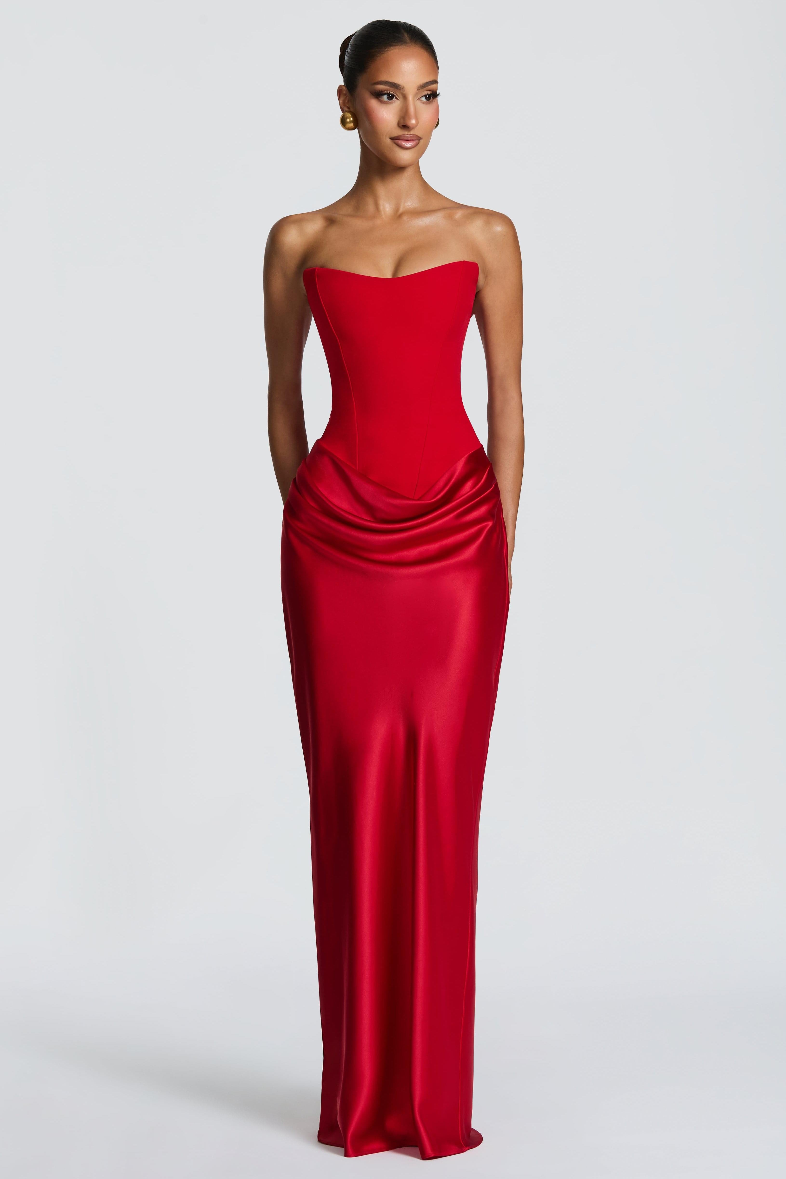 Lena | Satin-Look Tie-Up Maxi Dress