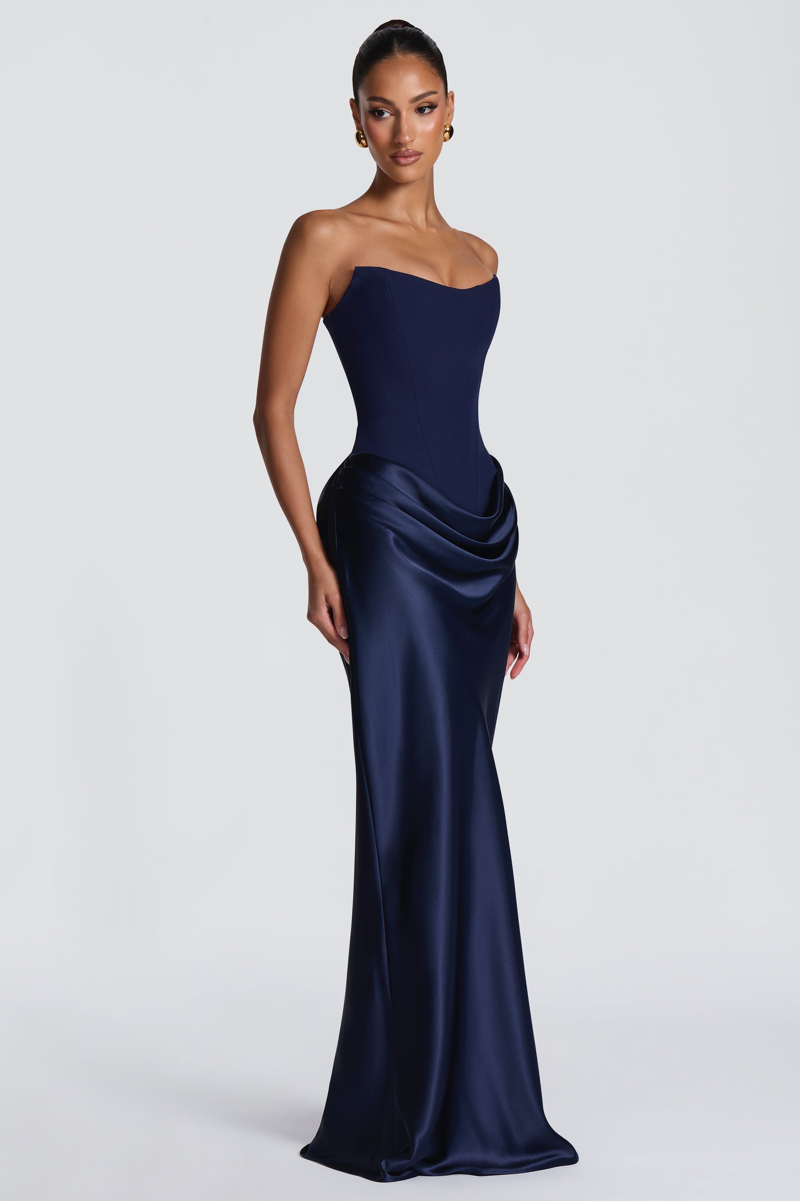 Seraphina | Satin Tie-Up Maxi Dress