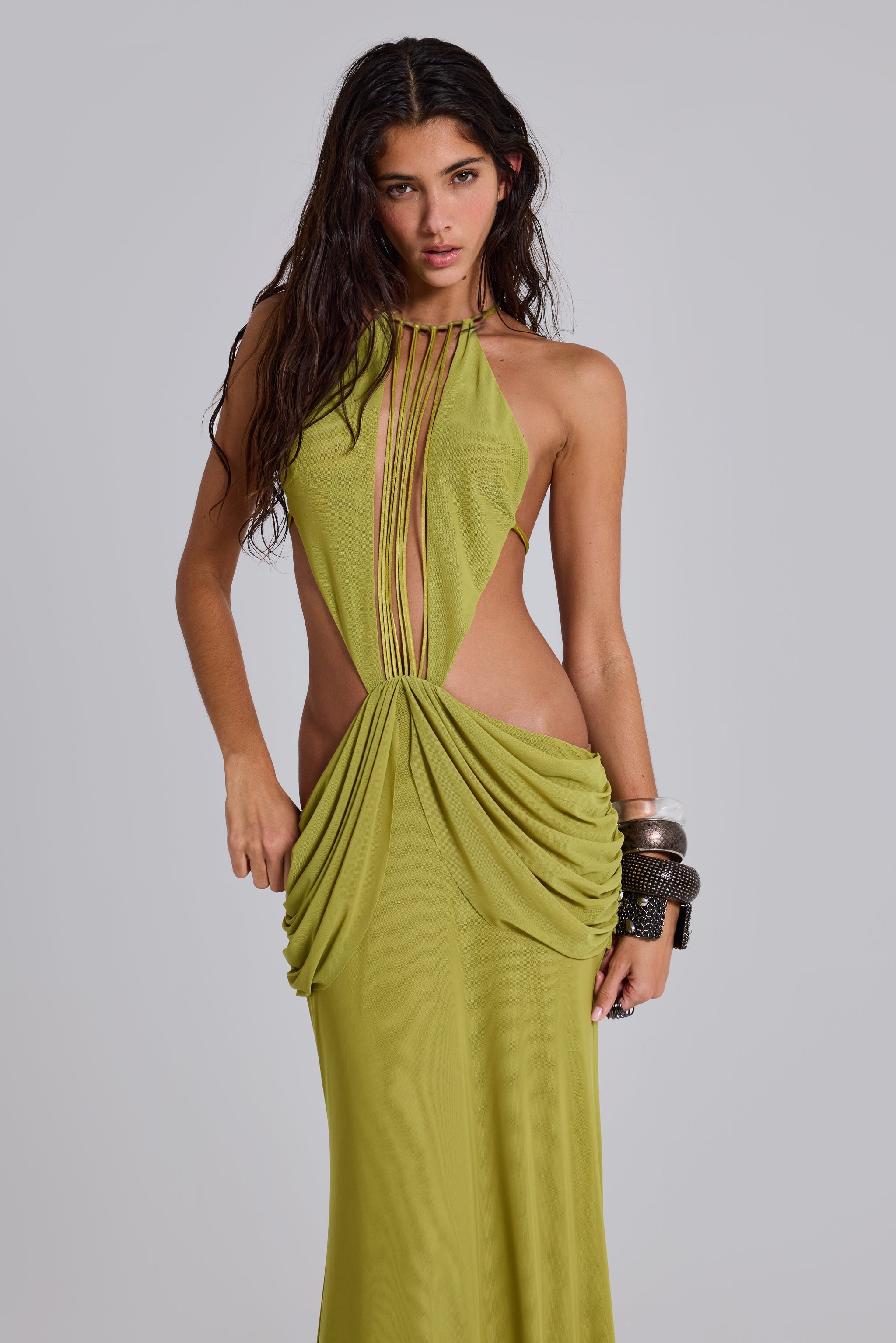 Beatrix | Mesh Cut-Out Backless Maxi Dress