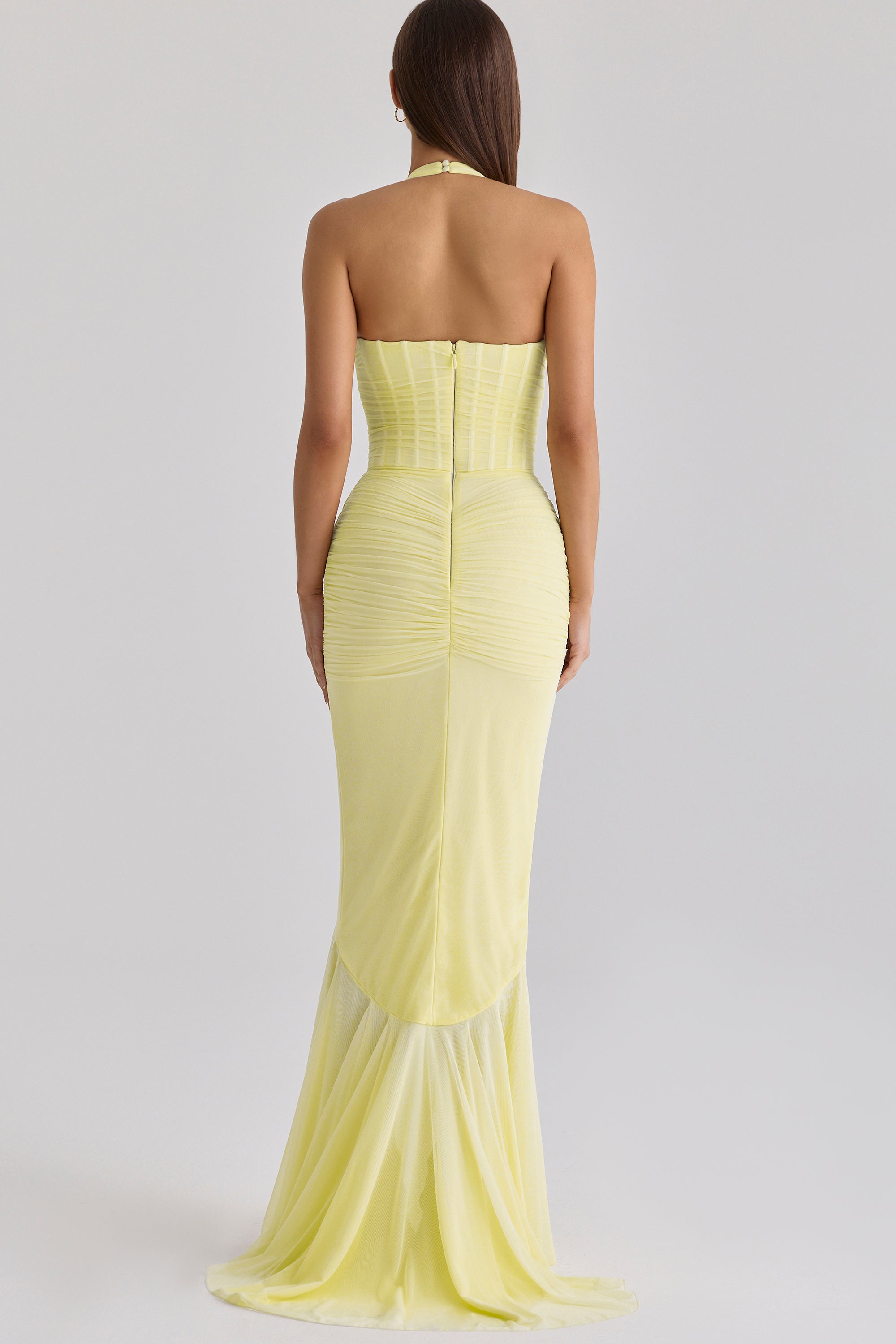 Talia | Mesh Corset Frill Maxi Dress