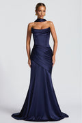Valentina | Satin Pleated Off-Shoulder Maxi Dress