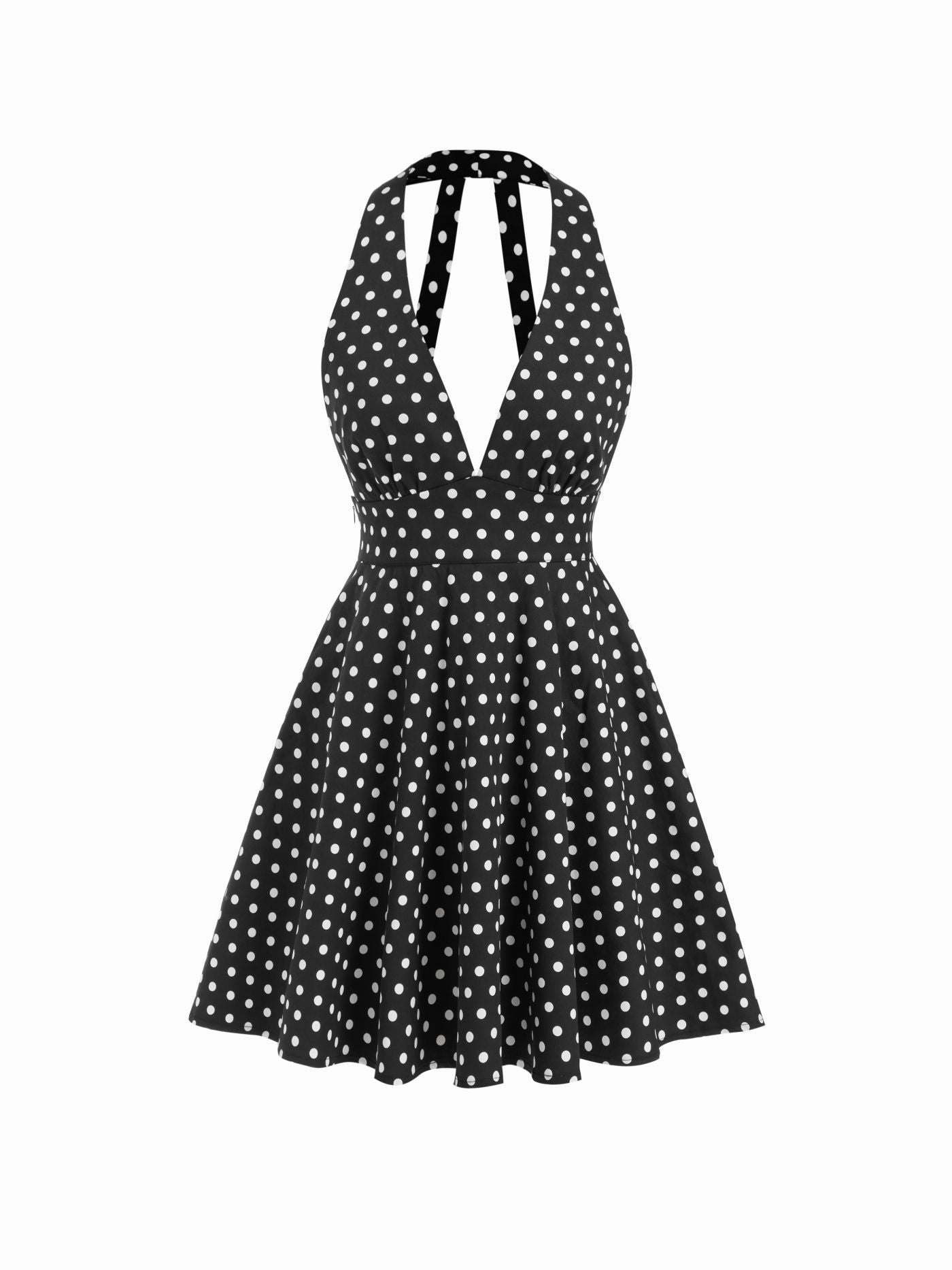 Emilia | Halter Neck Polka Dot Backless Mini Dress