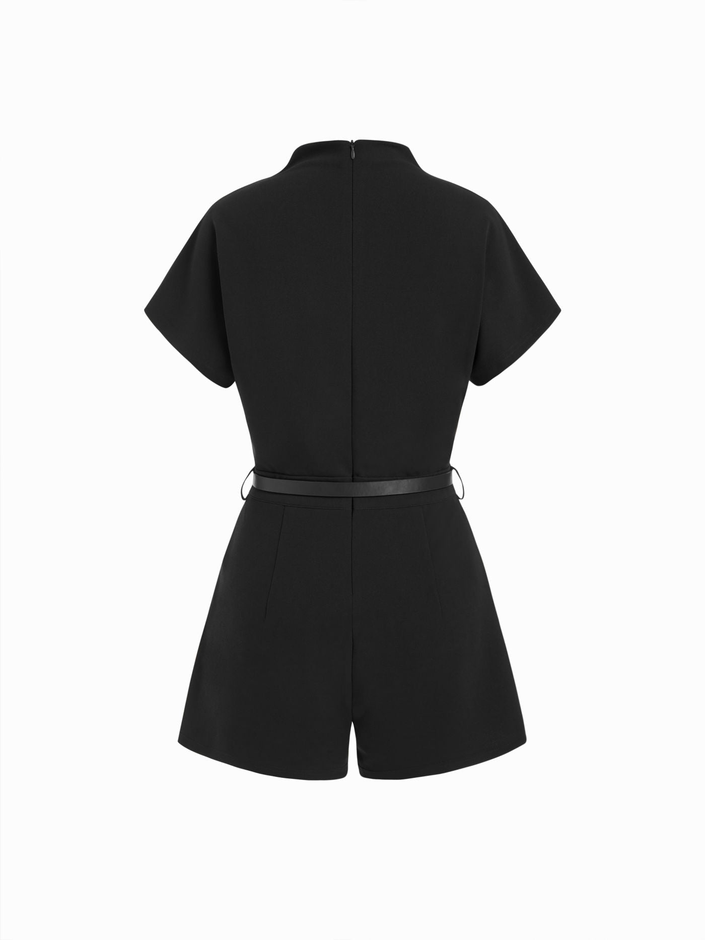 Sarah | Belted High-Neck Short Romper
