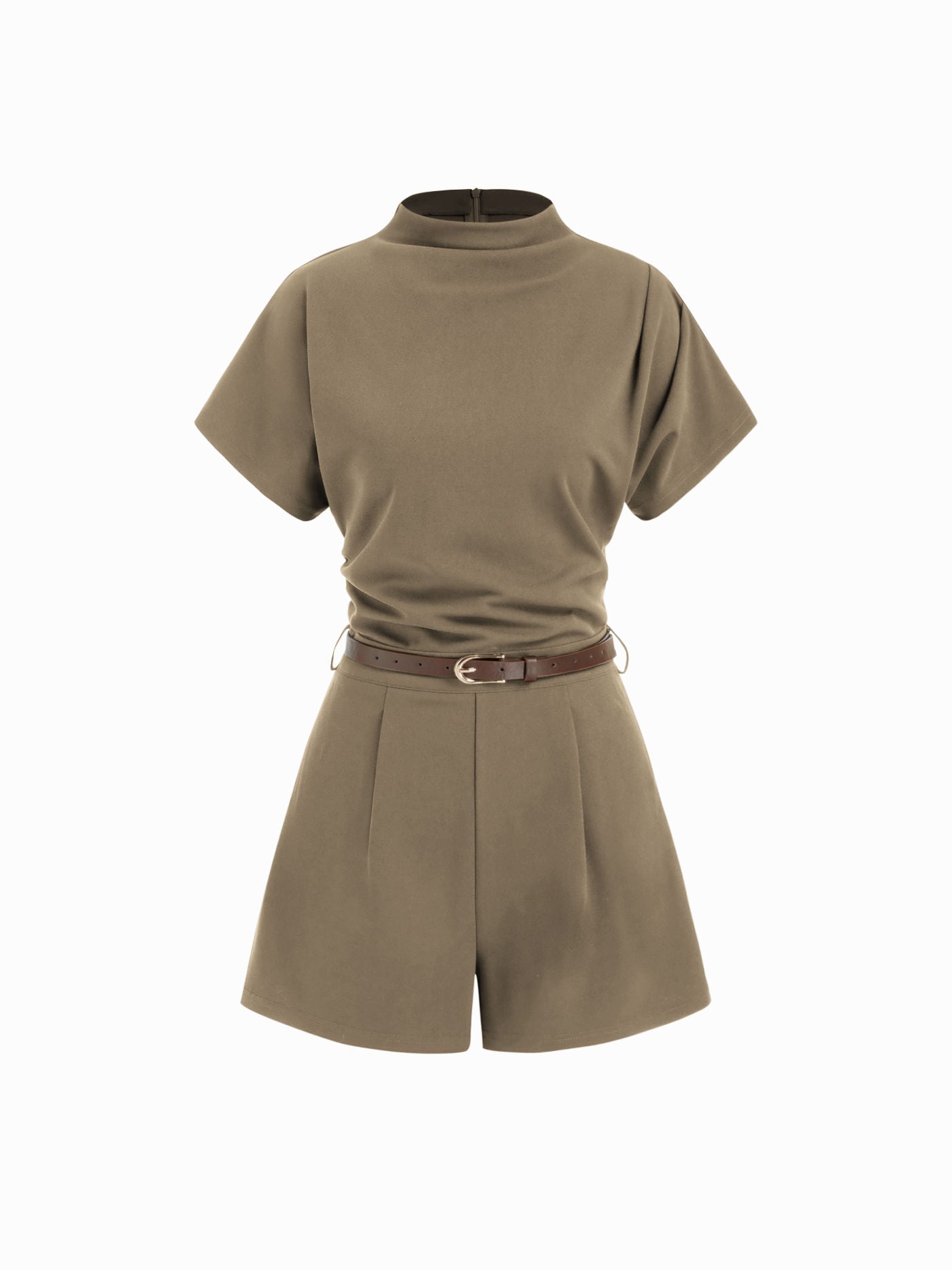 Sarah | Belted High-Neck Short Romper