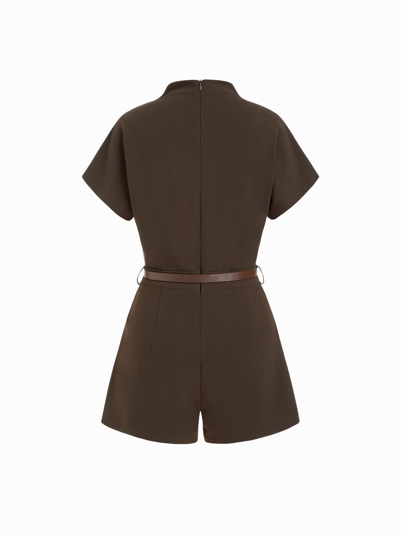 Sarah | Belted High-Neck Short Romper