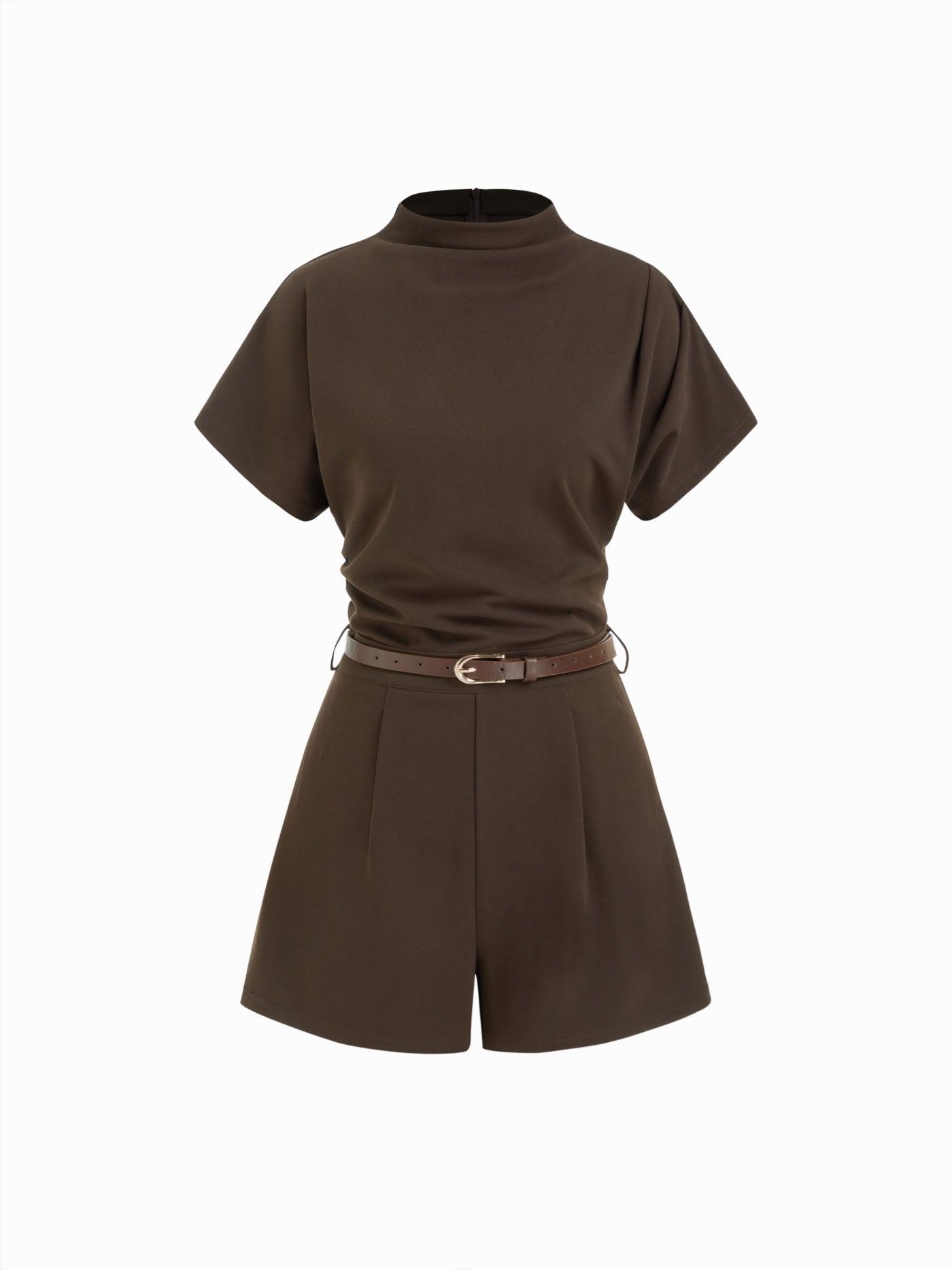 Sarah | Belted High-Neck Short Romper
