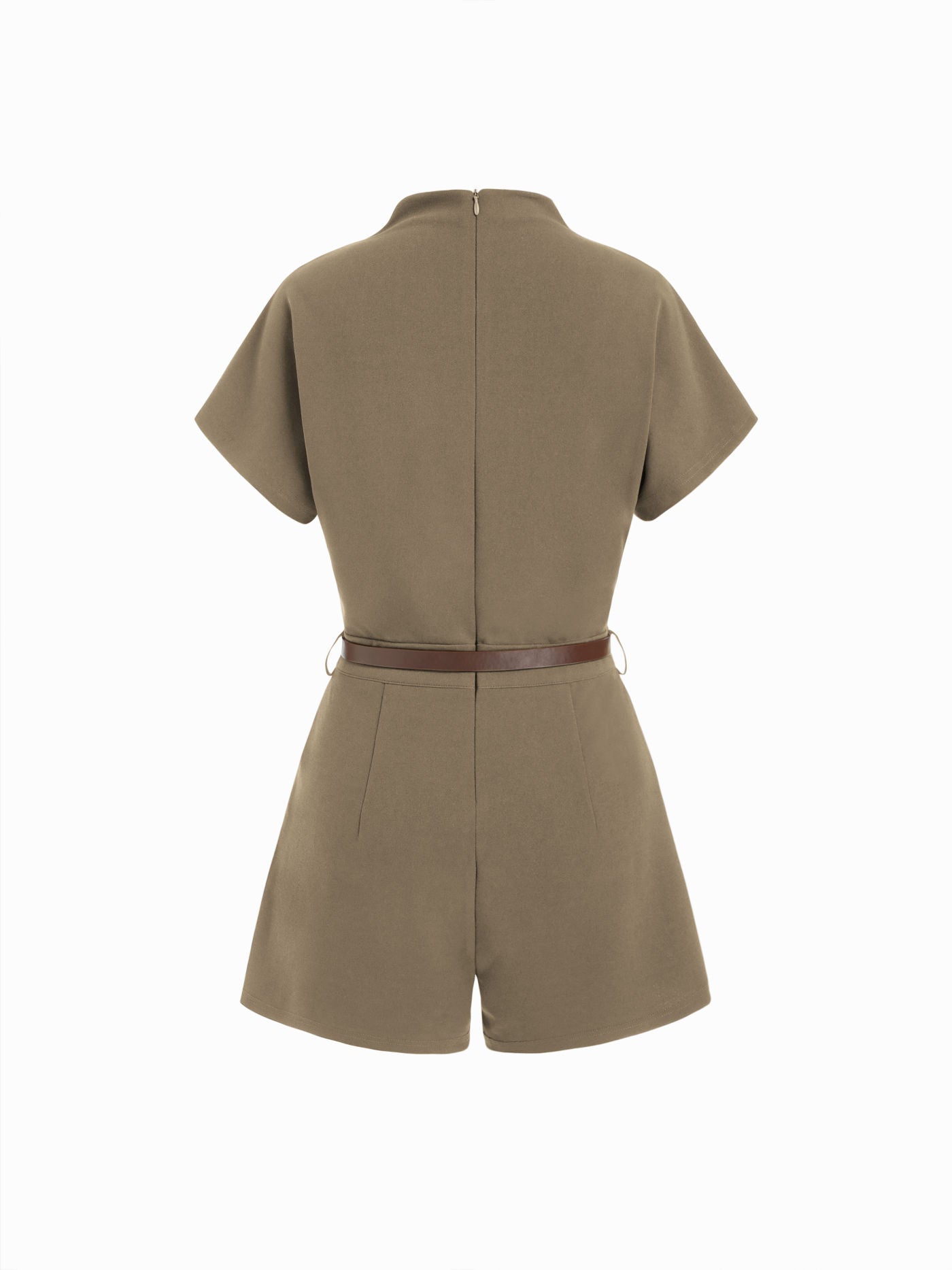 Sarah | Belted High-Neck Short Romper