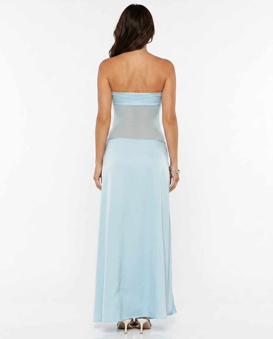 Lidia | Wrap Front Blue Maxi Dress