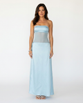 Lidia | Wrap Front Blue Maxi Dress