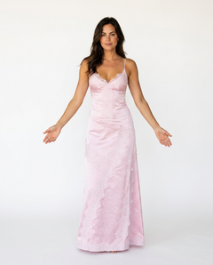 Shanae | Satin-Look Lace Trim Maxi Dress