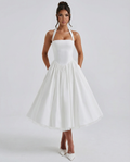 Lena | Midi Halter Neck Lace-Up Back Dress