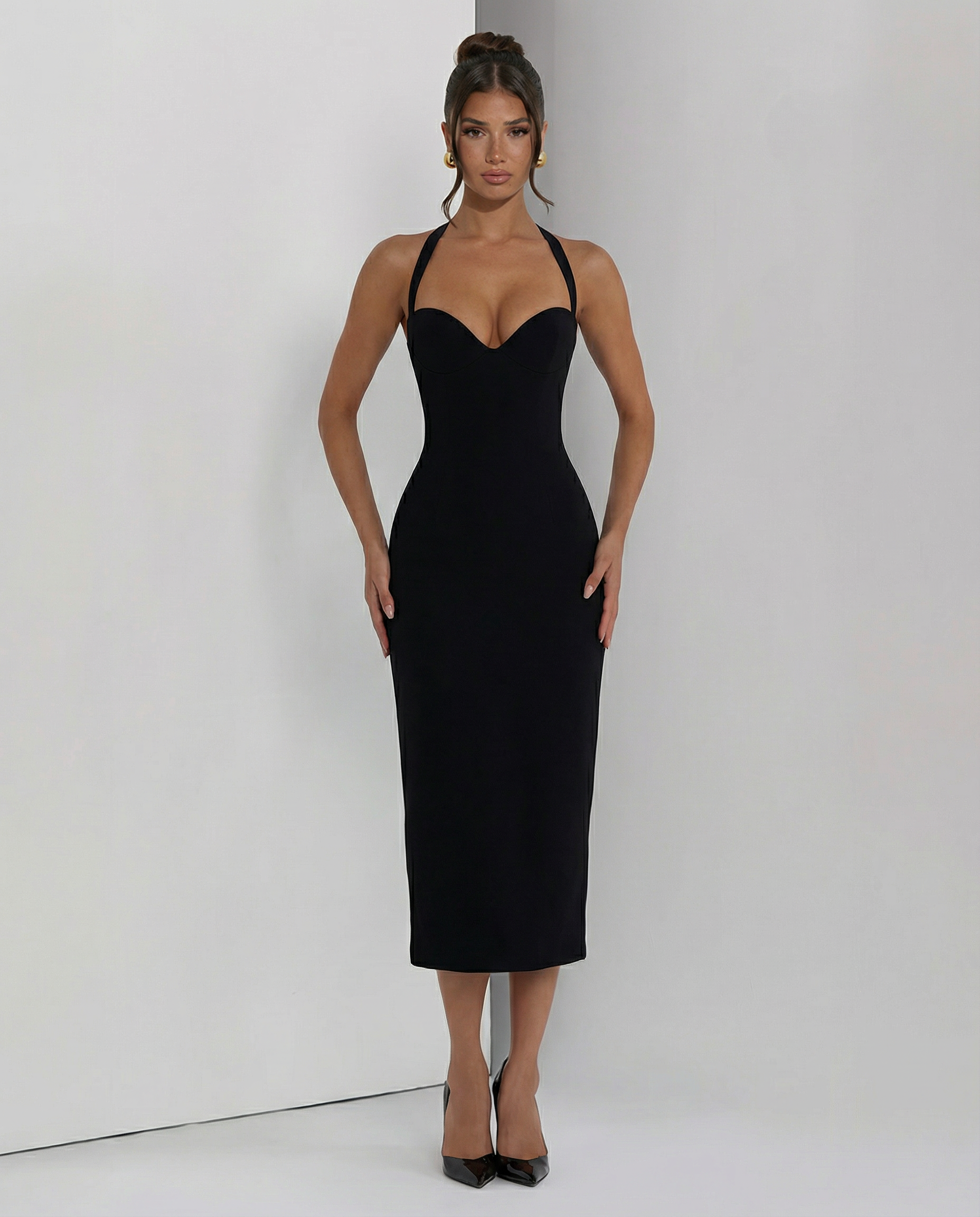 Liliana | Midi Dress with Lace Corset Bodice
