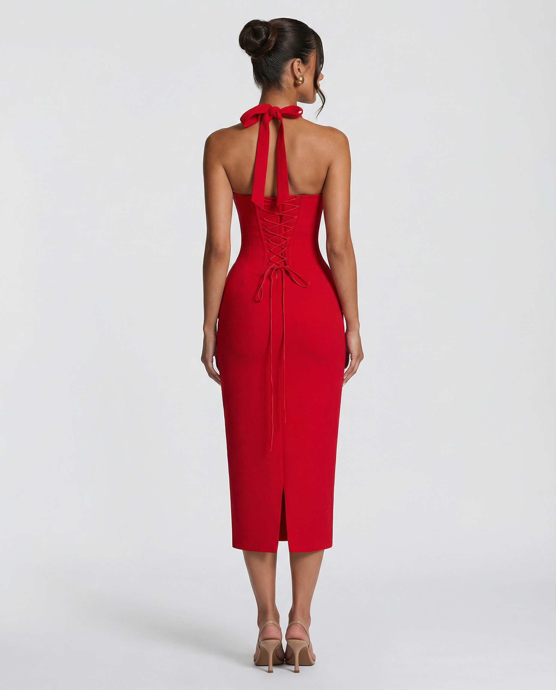 Liliana | Midi Dress with Lace Corset Bodice