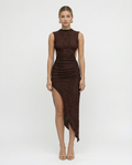 Jocelyn | Midi Dress with High Neck and Ruched Bodycon Fit