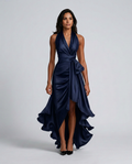 Beatrix | Halter Neck Satin-Look Maxi Dress