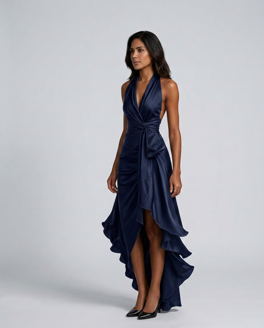 Beatrix | Halter Neck Satin-Look Maxi Dress