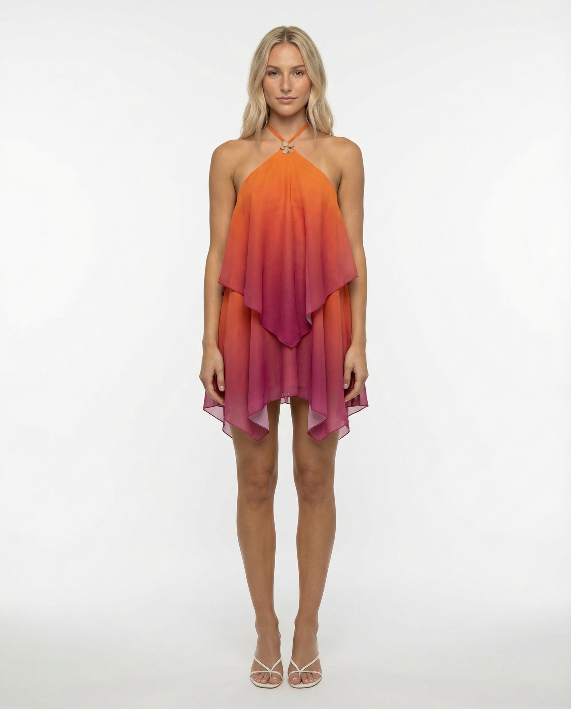 Cassandra | Halter Neck Layered Mini Dress