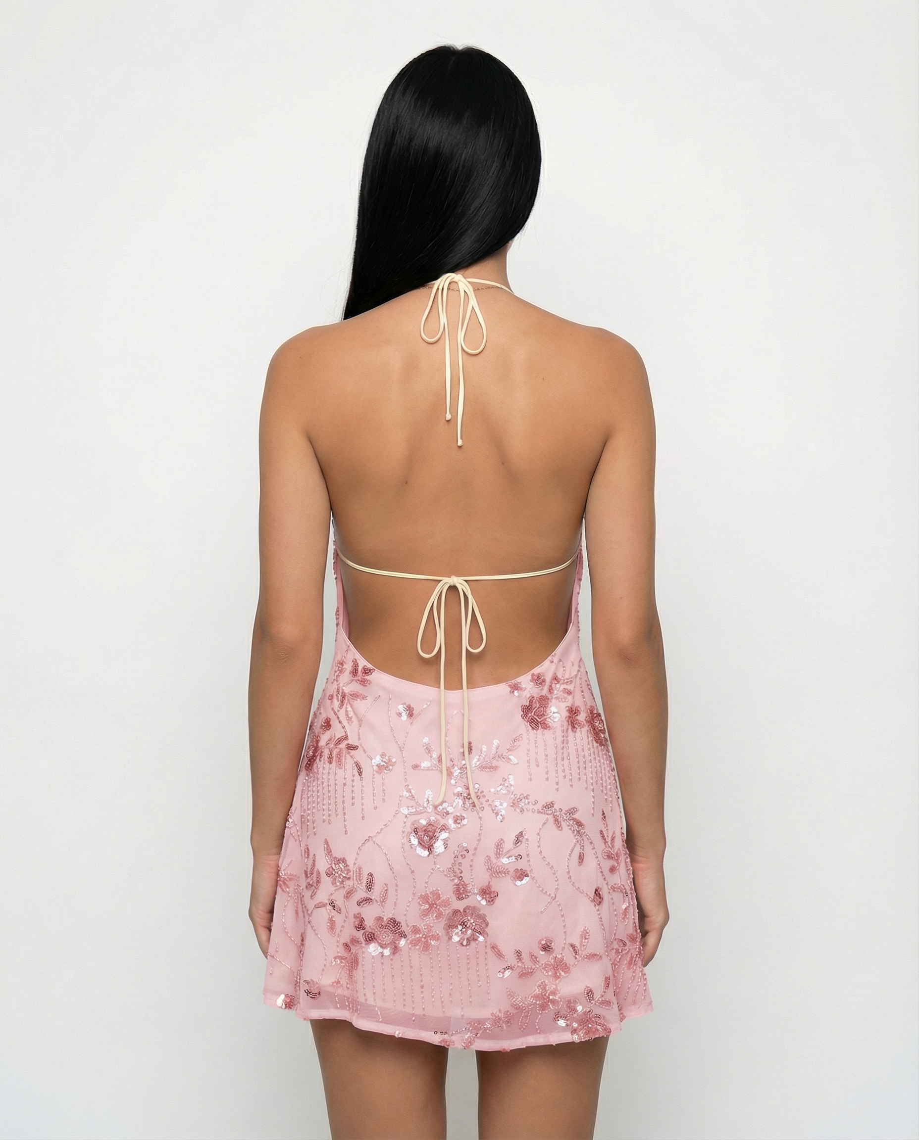 Katy | Mini Dress with Floral Beaded Design