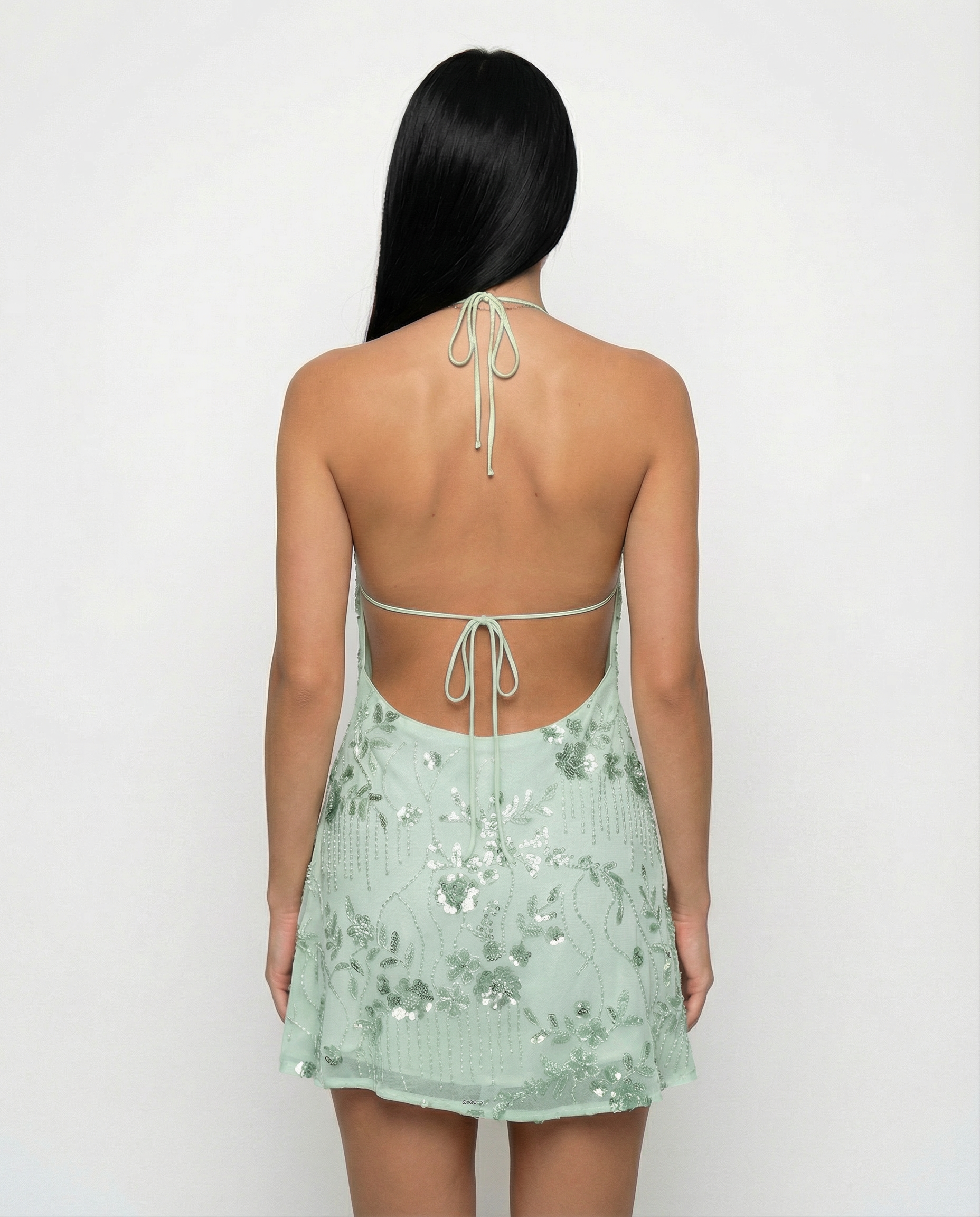 Katy | Mini Dress with Floral Beaded Design