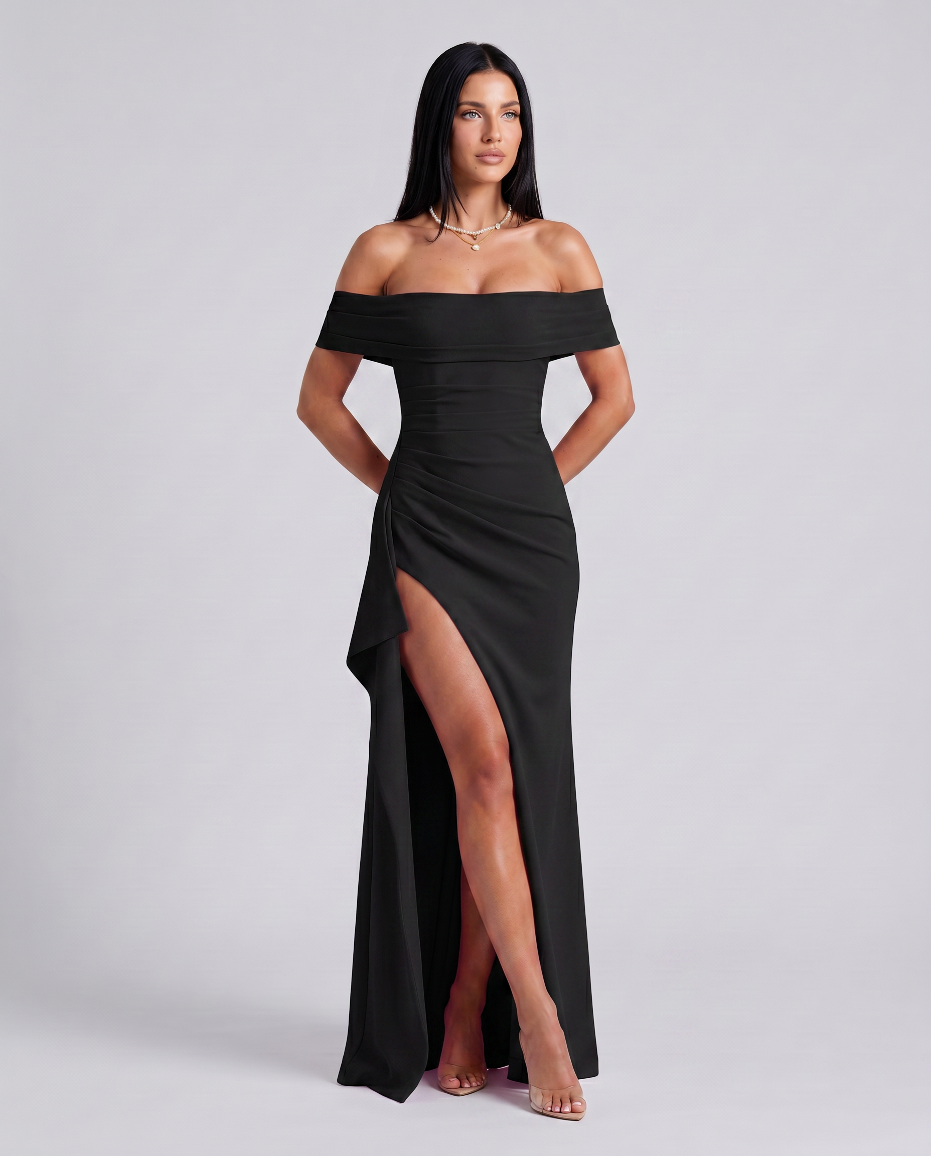 Miriam | Maxi Dress with Off Shoulder and High Slit