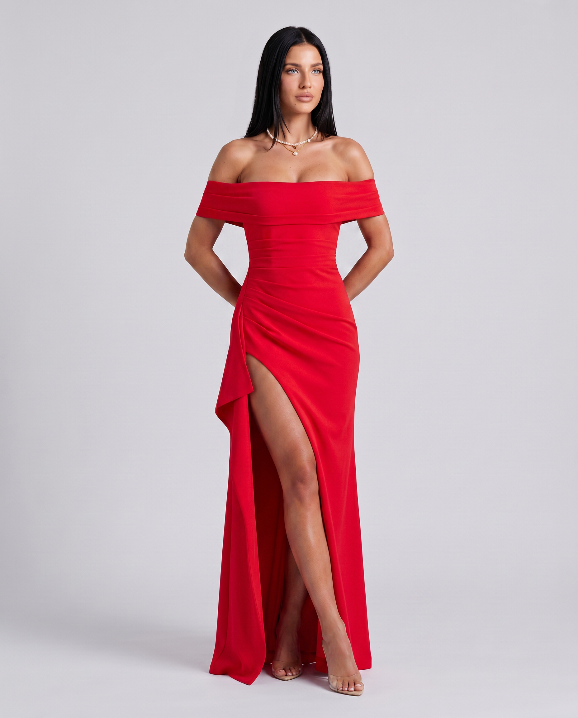 Miriam | Maxi Dress with Off Shoulder and High Slit