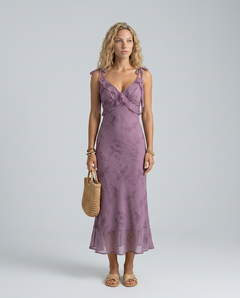 Violette | Floral Ruffle Tie Strap Midi Dress