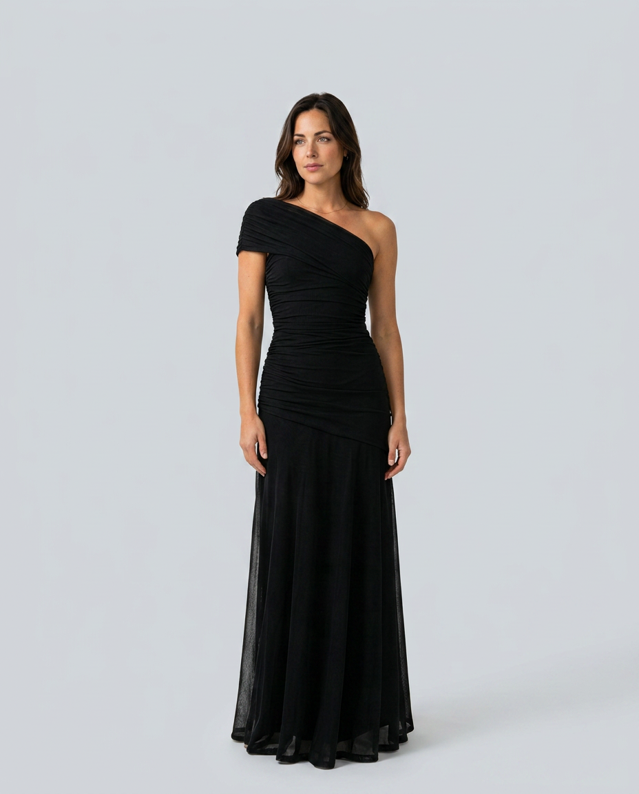 Anouk | Asymmetric Ruched Maxi Dress