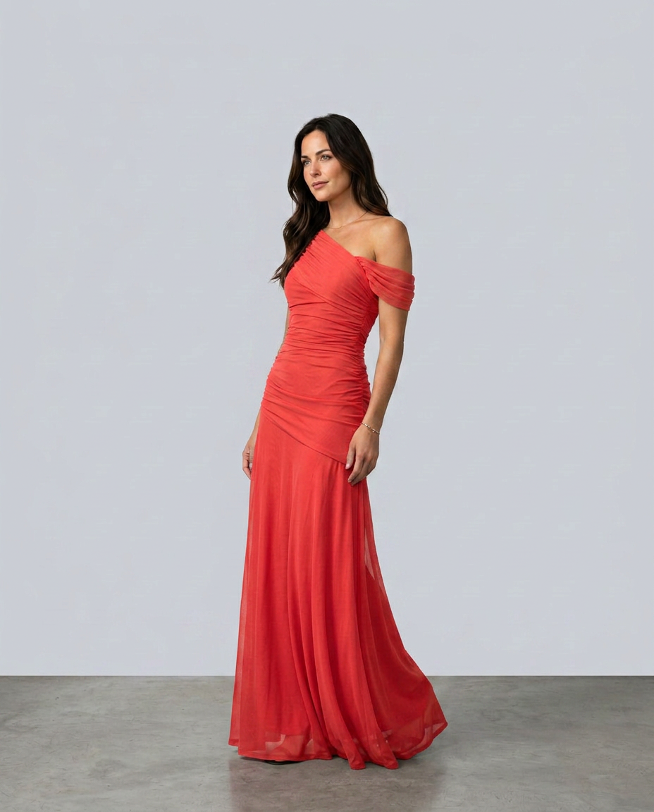 Anouk | Asymmetric Ruched Maxi Dress