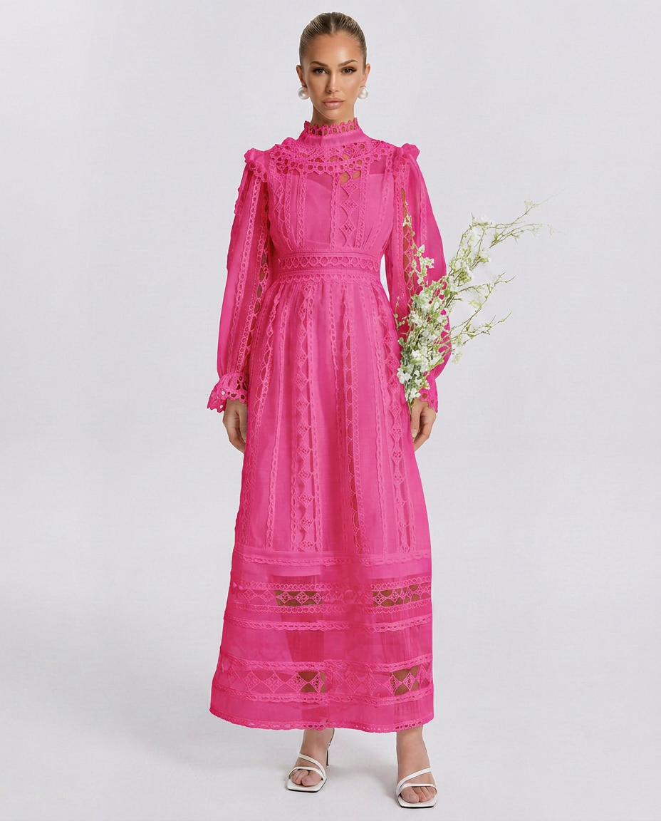 Mira | Long Sleeve Lace Midi Dress