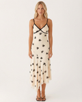Marsha | Midi Dress with Lace Trim and Floral Embroidery