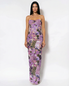 Sara | Sequin Floral Strapless Maxi Dress