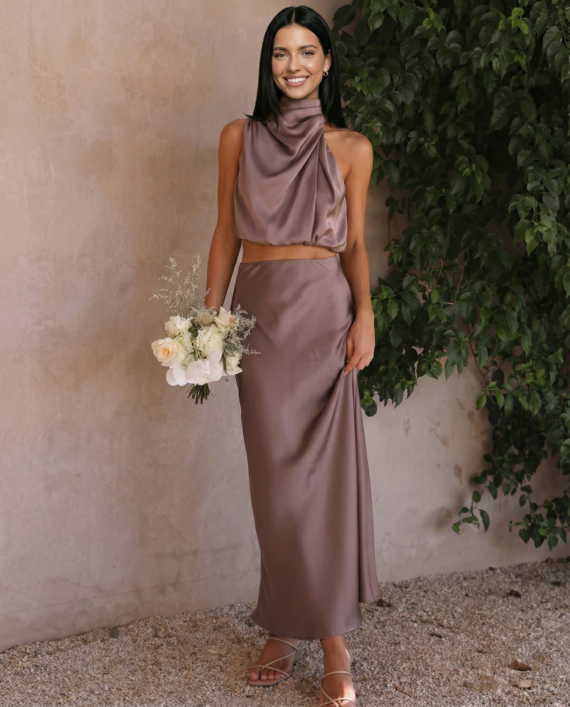 Polly | Two-Piece Set with Halter Top and Maxi Skirt