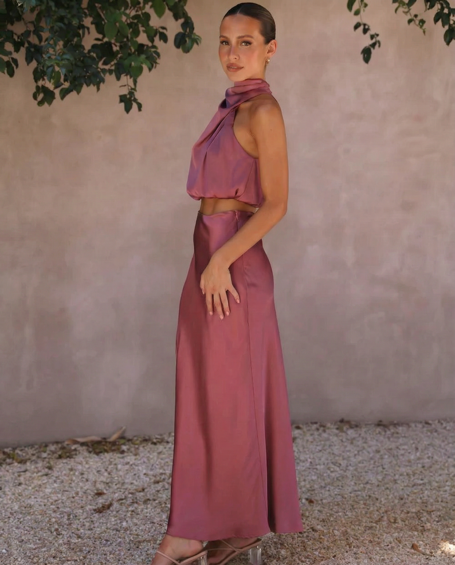 Polly | Two-Piece Set with Halter Top and Maxi Skirt