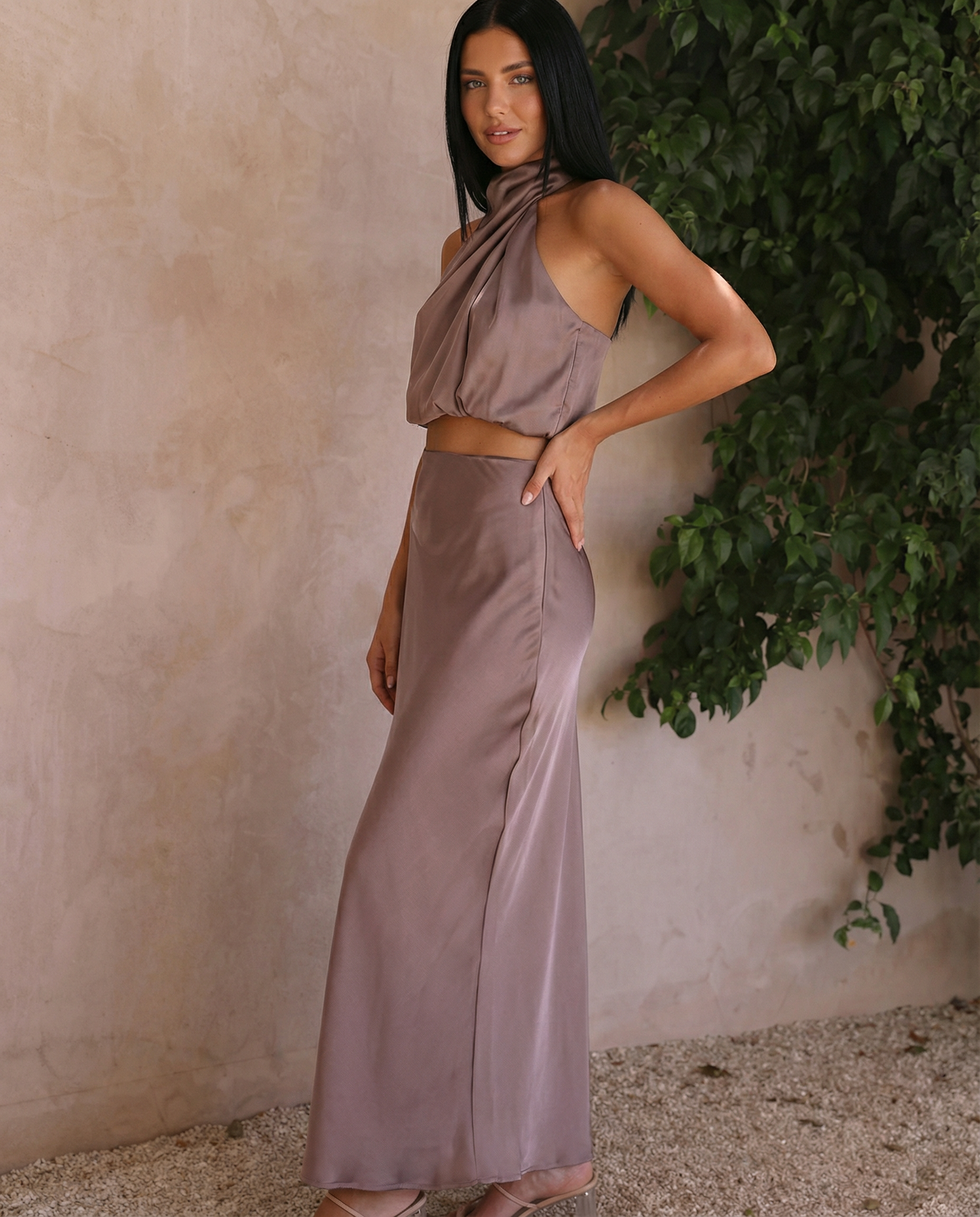 Polly | Two-Piece Set with Halter Top and Maxi Skirt