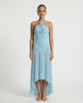 Mae | Maxi Dress with Floral Appliqué Halter Neck