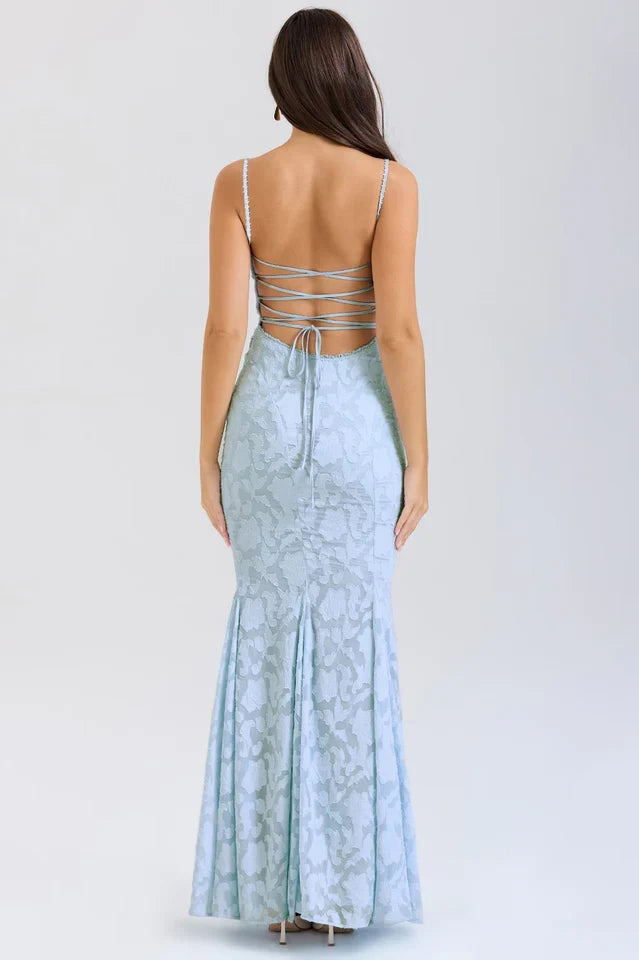 Maura | Maxi Dress with Lace-Up Back and Fitted Silhouette