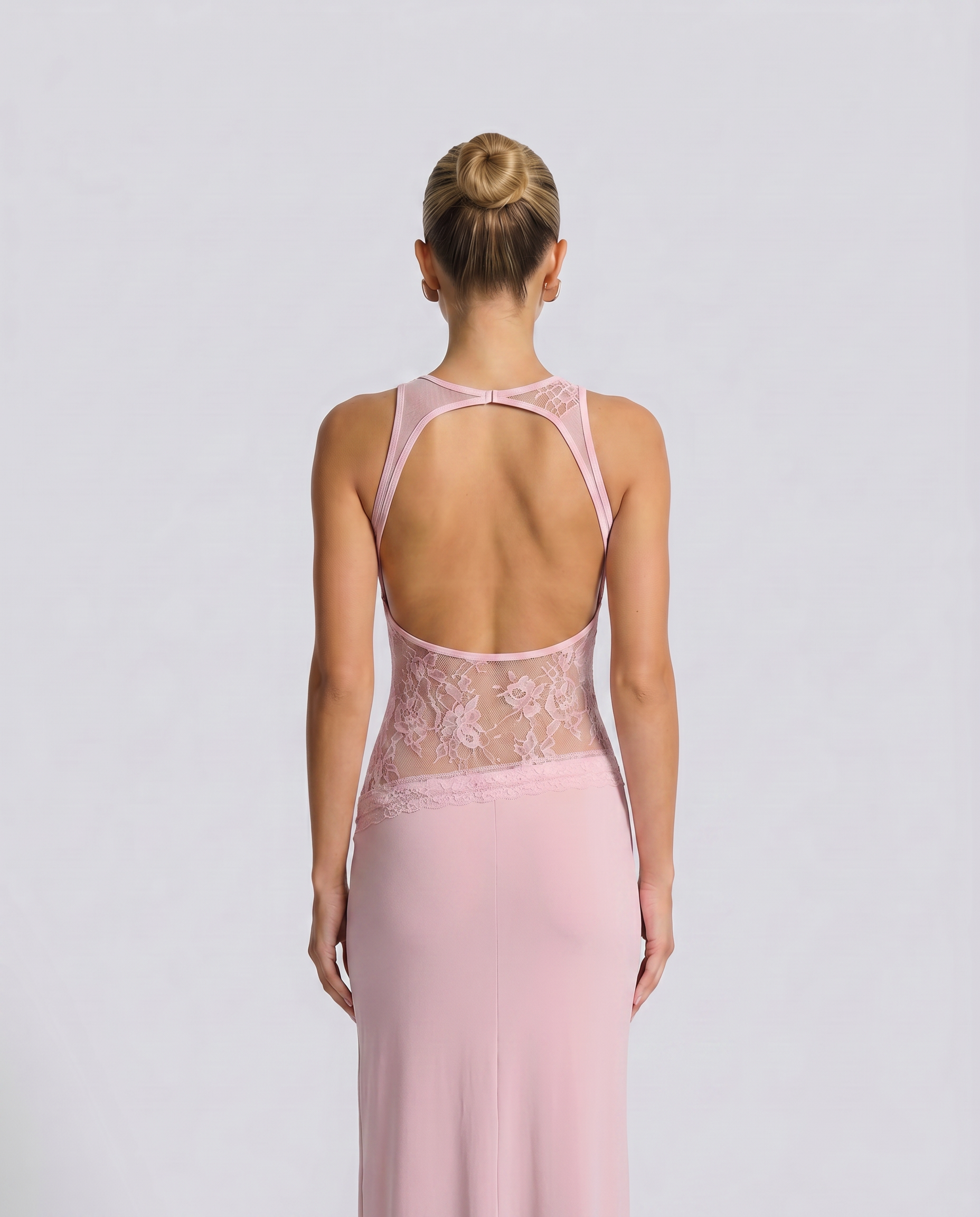 Traci | Lace Maxi Dress with Sheer Waist Panel