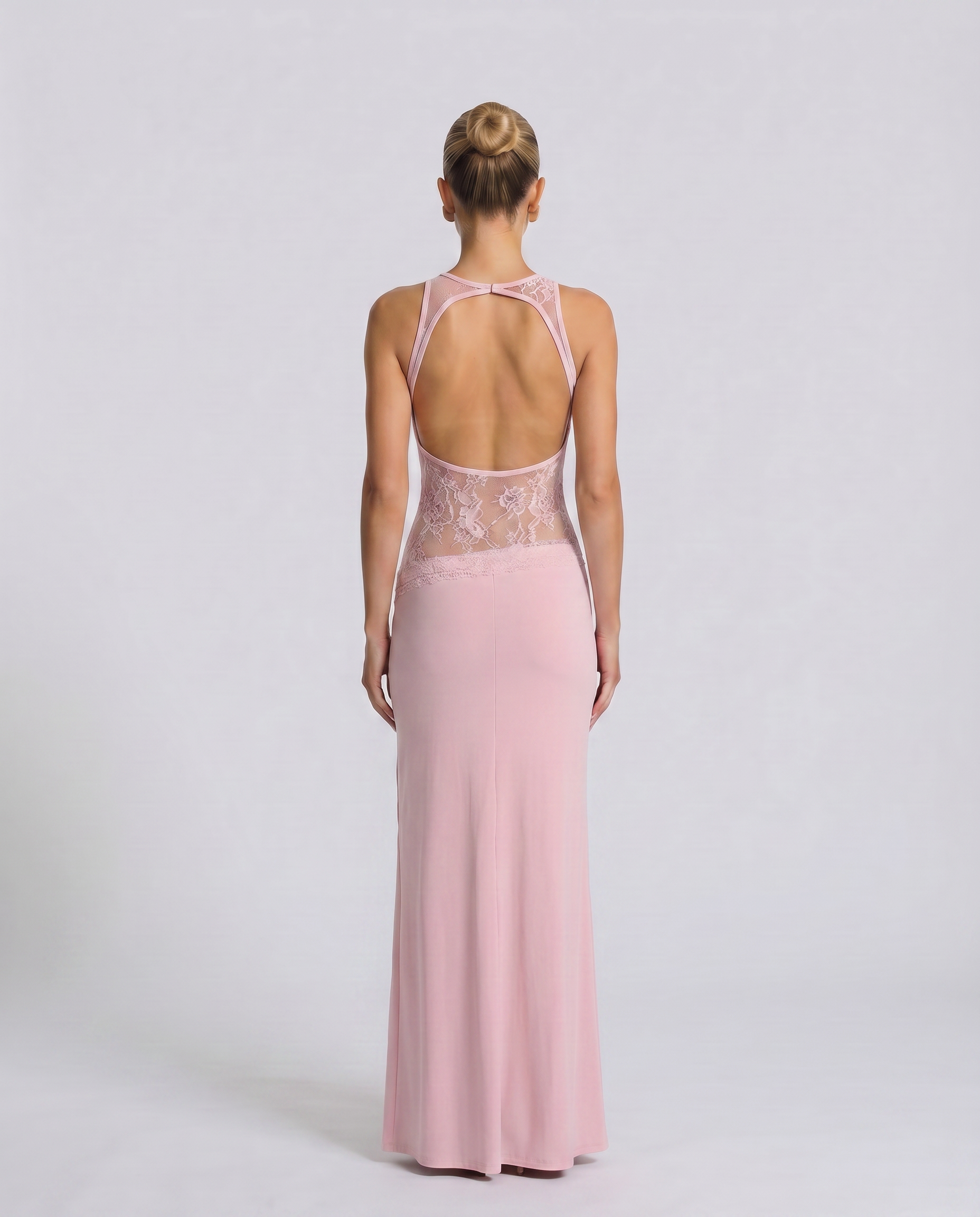 Traci | Lace Maxi Dress with Sheer Waist Panel