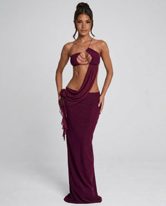 Verity | 3D Floral Beaded Mesh Maxi Dress