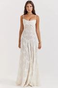 Flora | Maxi Dress with Floral Print and Lace-Up Back
