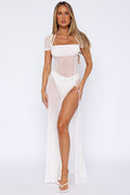 Denise | Sheer Maxi Dress with Side Split