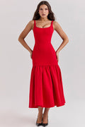 Luna | Dropped Waist Midi Dress with Tulle Skirt