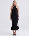 Helen | Halter Neck Midi Dress with Peplum Hem