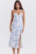 Myrtle | Floral Corset Midi Dress with Side Split