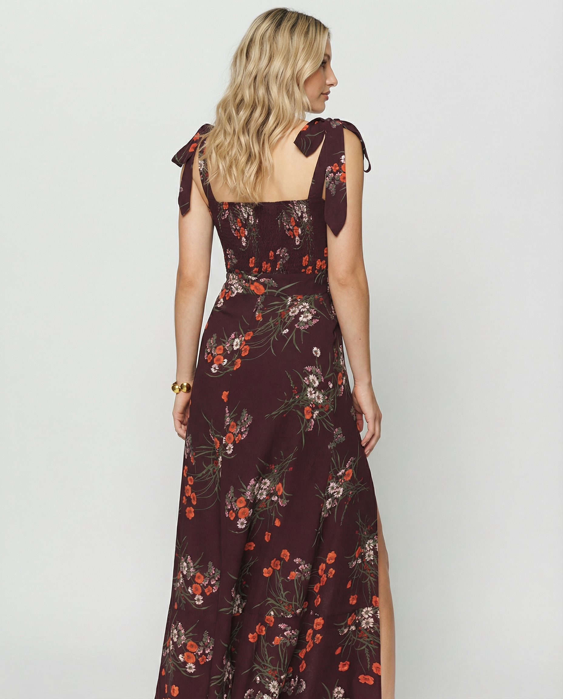 Pauline | Square Neck Midi Dress with Side Slit