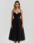 Karen | Tulle Midi Dress with Pleated Skirt