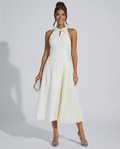 Quinn | Sleeveless Midi Dress with Pleated Panel