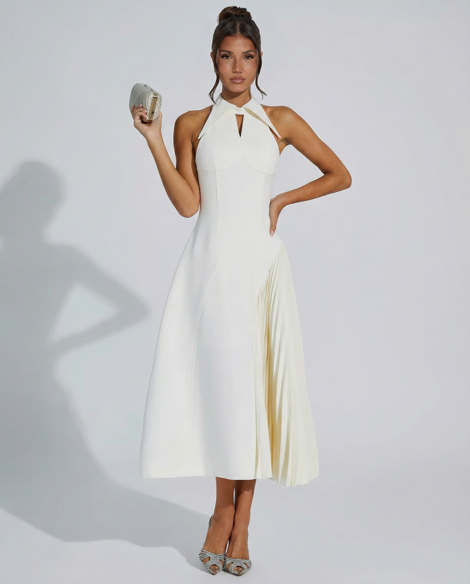 Quinn | Sleeveless Midi Dress with Pleated Panel